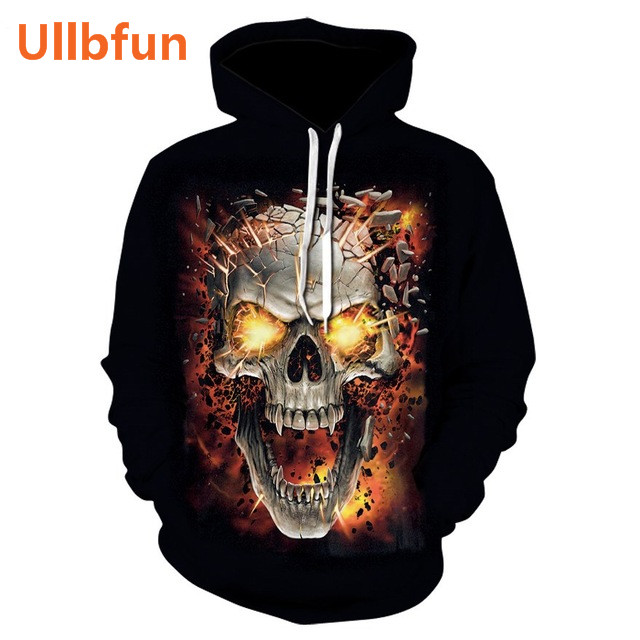 Ullbfun Sweatshirt 3D Skull Printed Pullovers Hoodies (5)